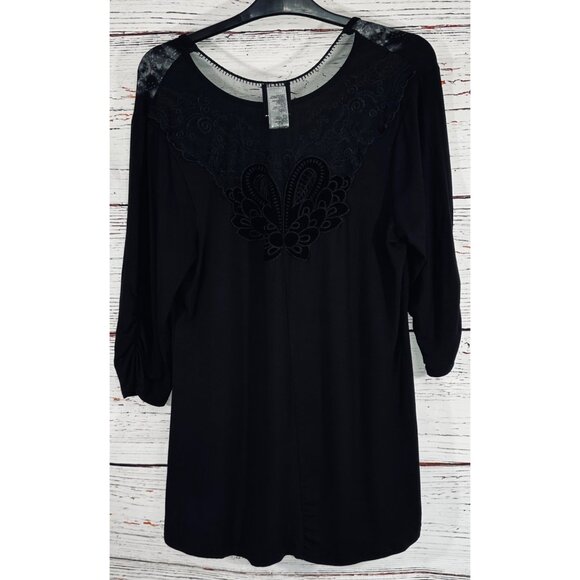 Harley-Davidson Womens Black Genuine Motorcycles Rhinestone & Lace Top Size L Se - Picture 8 of 14